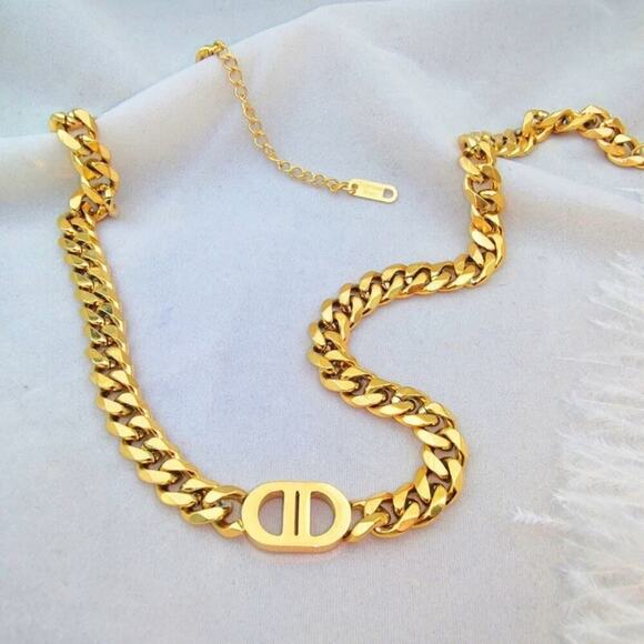 18K Gold Plated Designer CD 18K Chain Necklace - Picture 7 of 12